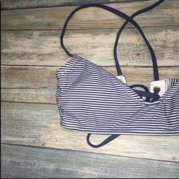 Xhilaration Pink Blue Striped Bikini Top - Picture 4 of 7